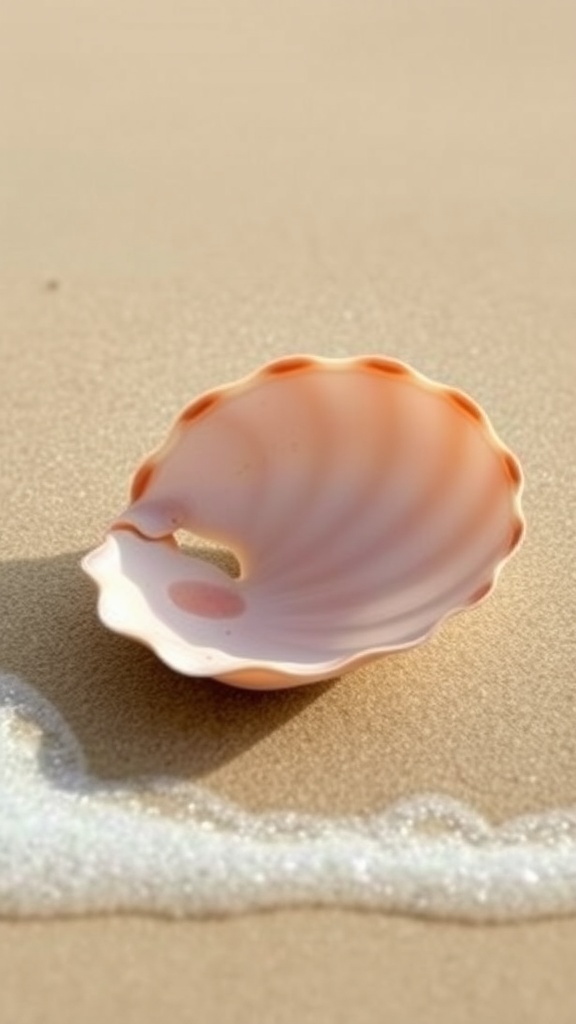 Aesthetic clam shell wallpaper featuring intricate details and soft colors, perfect for iPhone.